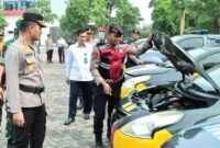 Polres Nganjuk menggelar apel pergeseran pasukan yang akan mengamankan tahap pemungutan dan penghitungan suara Pilkada,(Ist).
