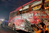 kecelakaan di KM 77.400 ruas Tol Pandaan-Malang arah Surabaya,(Ist).