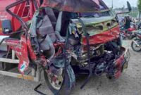 Kondisi salah satu Kendaraan Yang Terlibat Kecelakaan di Desa Trutup, Kecamatan Plumpang, Tuban, (Assayid Annazili/Liputansatu.id ).