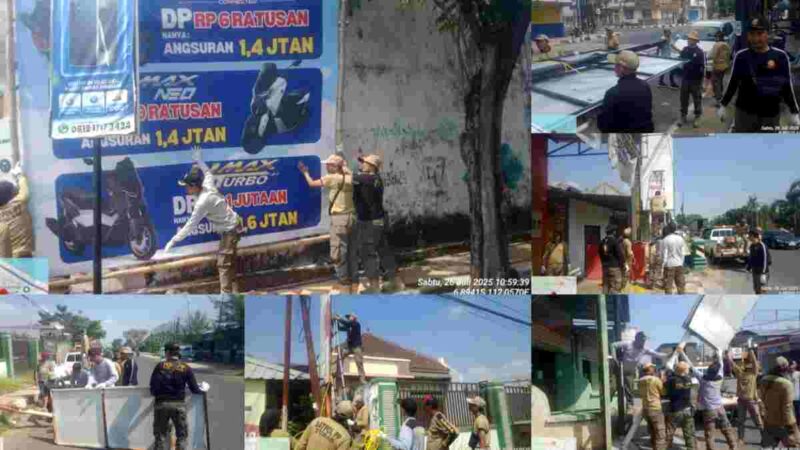 Sejumlah tujuh reklame ilegal diterbitkan dalam operasi gabungan yang melibatkan Satuan Polisi Pamong Praja dan Pemadam Kebakaran (Satpol PP-Damkar) Kabupaten Tuban, Dinas Lingkungan Hidup dan Perhubungan, serta Badan Pendapatan, Keuangan dan Aset Daerah (BPKPAD) Tuban,(Aji Swasto/Liputansatu.id).