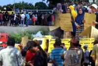 Warga Dua Desa gelar aksi tuntut kompensasi pasca kebakaran Kilang TPPI Tuban, (Assayid Annazili/Liputansatu.id).