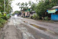 Kondisi jalan penghubung Widang-Rengel dalam kondisi rusak parah dan bisa membahayakan pengguna jalan.